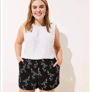 Loft Plus Black Floral Shorts